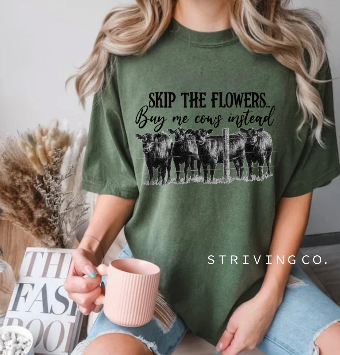 Skip the flowers tee