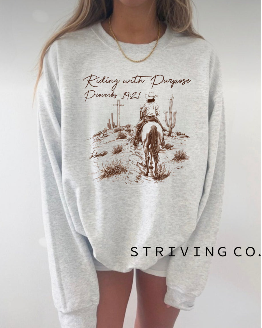 Riding with purpose crewneck