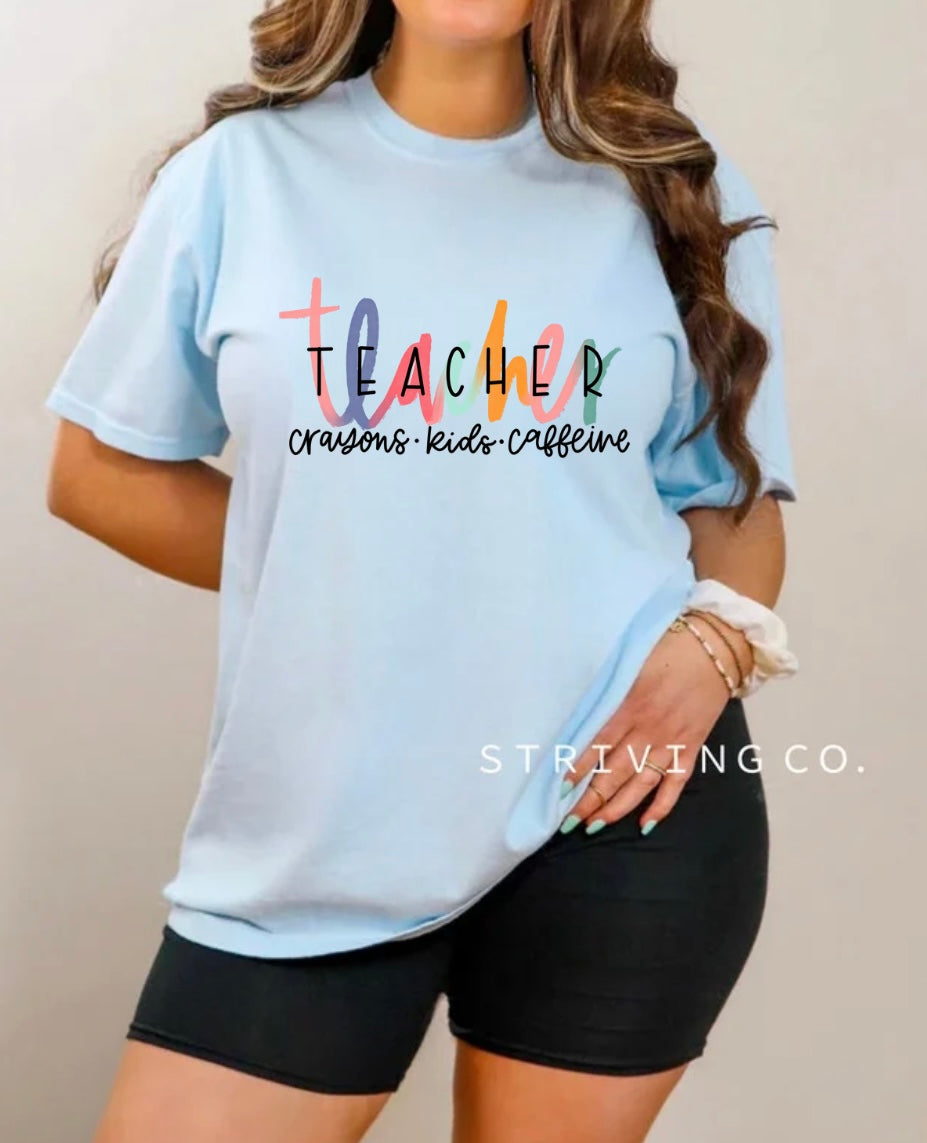 Teacher crayons kid’s caffeine tee