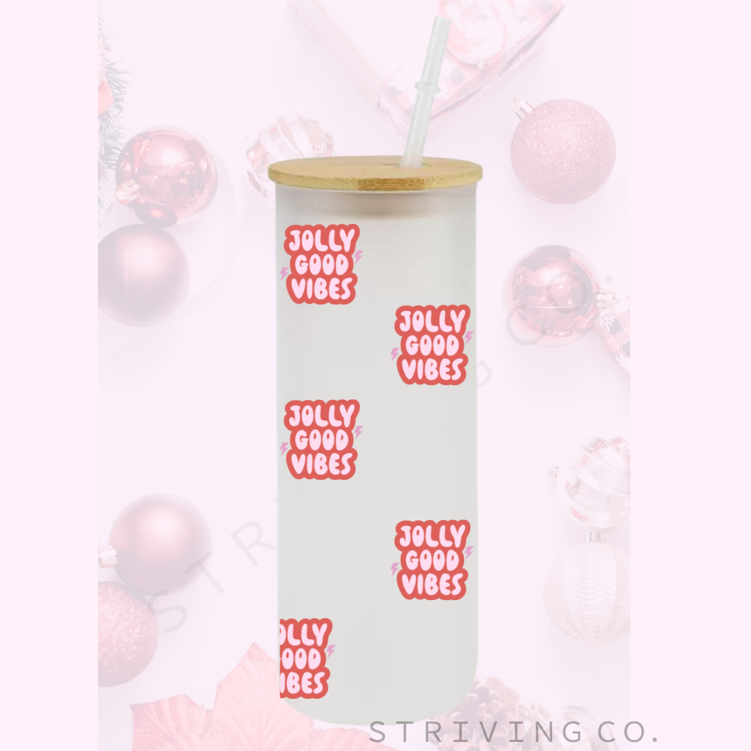 Jolly Good Vibes Glass cup