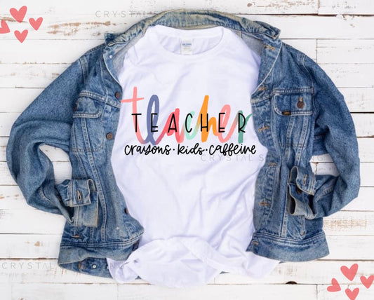 Teacher crayons kid’s caffeine tee